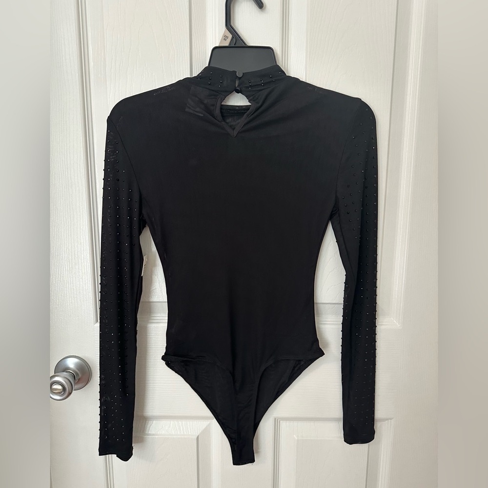 No Boundaries Mesh Studded Black Long Sleeve Bodysuit - Picture 13 of 13